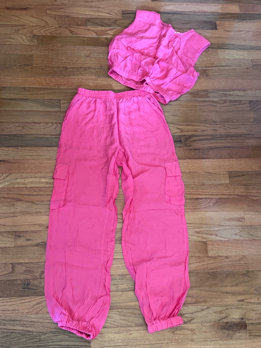So Me Coral Pink Cargo Pants and Crop Set